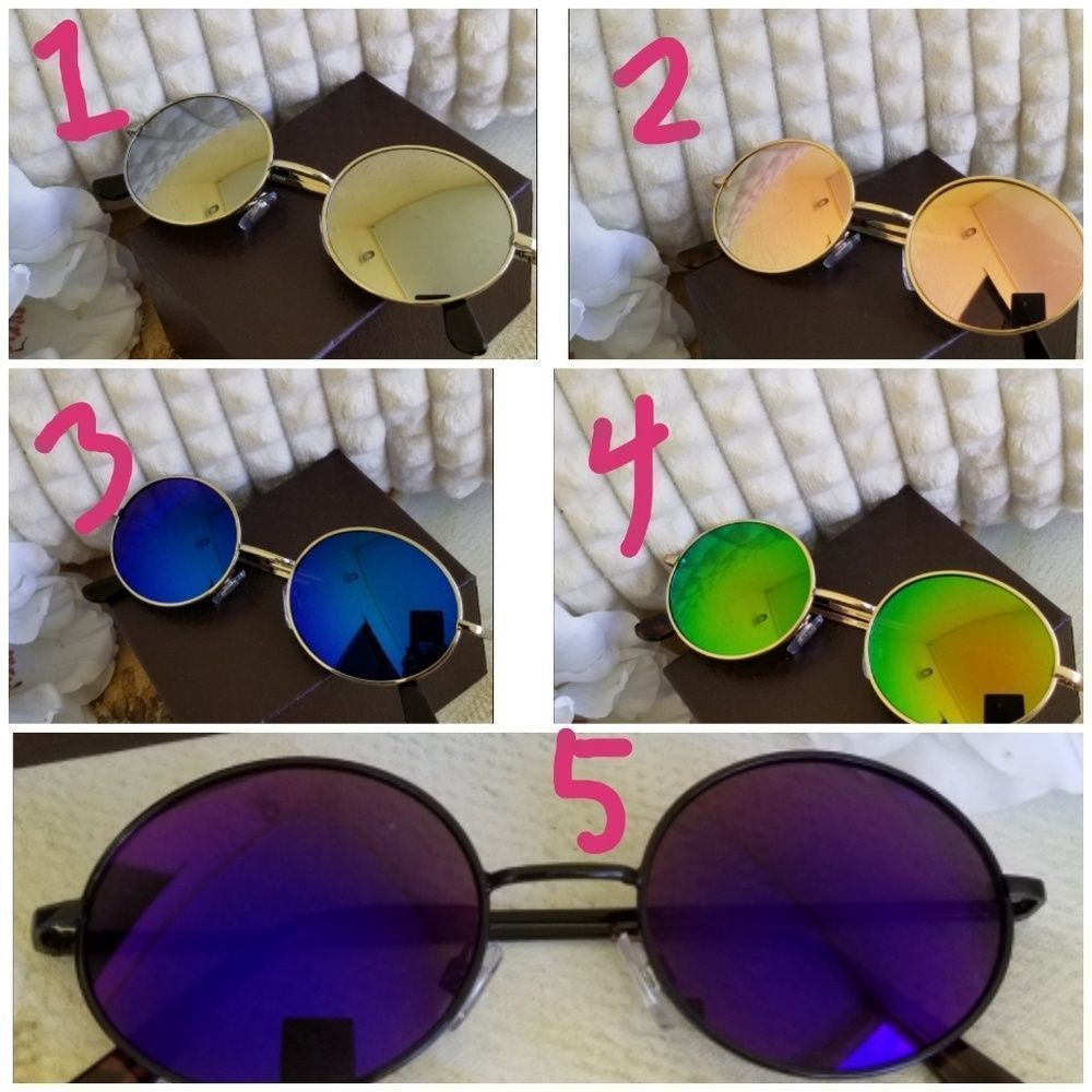 Women Multi-Color Round Sunglasses Golden Frame Gl